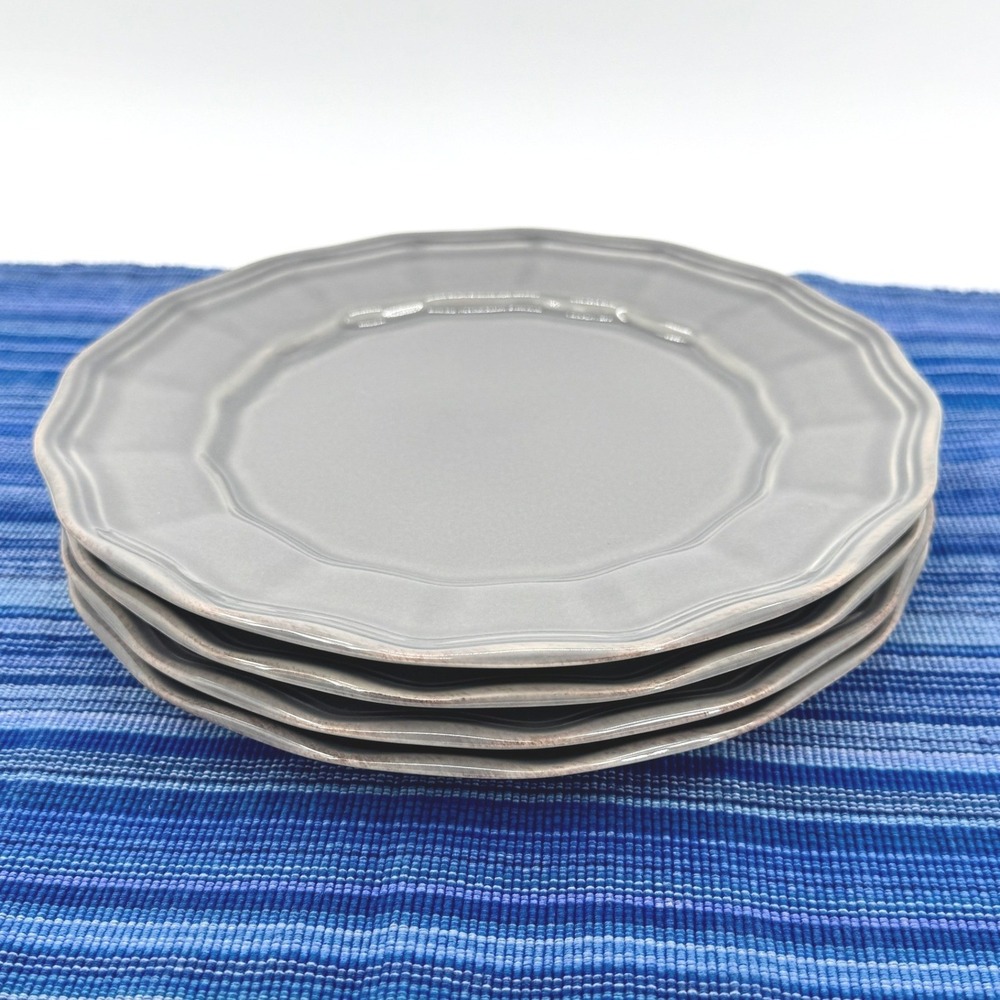 Pottery Barn Salad Plates 8.5"‎ Charlotte Gray Scalloped Set of 4